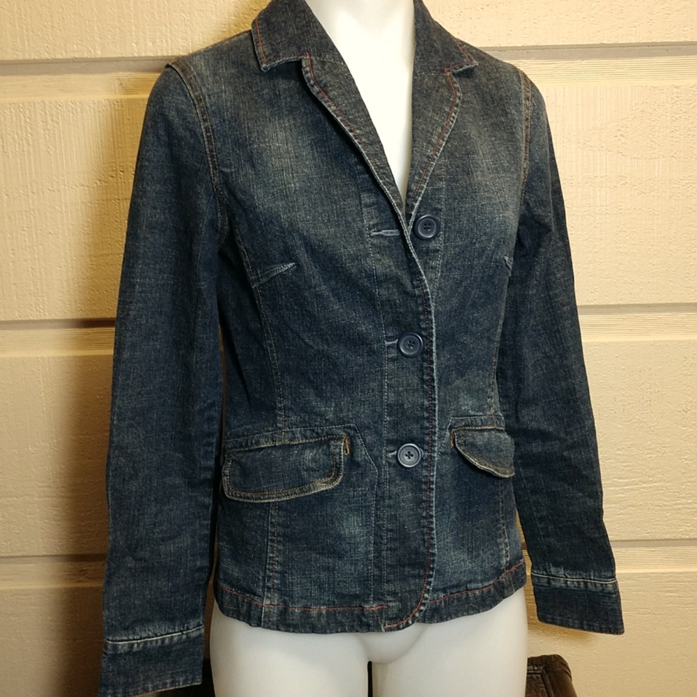 Daisy Fuentes blazer style jean jacket S
